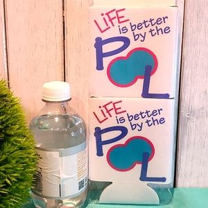 POOL beverage drink holder water beer can NWT set of 2